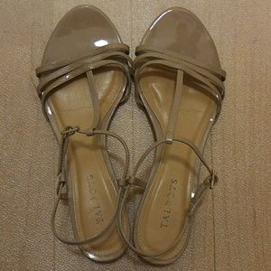 Talbots Colette Faux Patent Leather T-Strap wedges