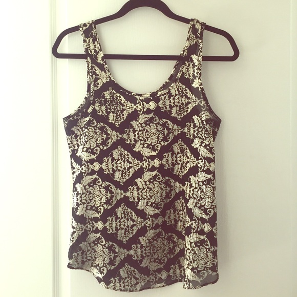 Black Tank with Gold Foil Print