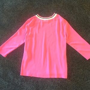 Hot pink top with jersey crew neck detail