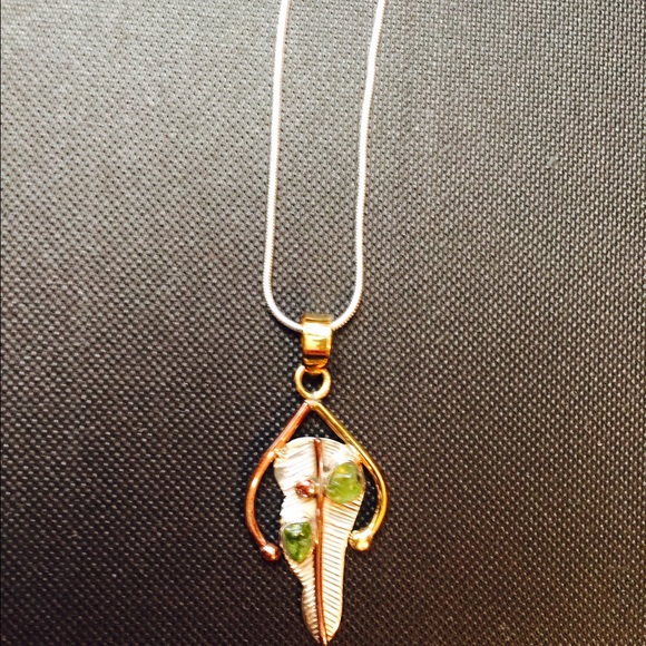 Sterling, gold, copper Natural Peridot Necklace! - Picture 1 of 3