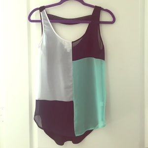 Multicolored sheer front top