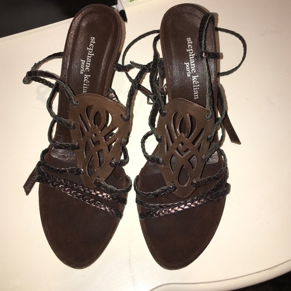 Brown Suede/leather Wedge Heel