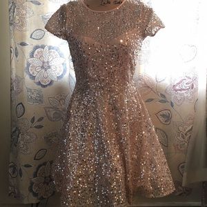 Salmon Pink Sequin Party Dress