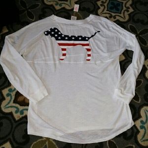 Victoria secret pink red white blue dog flag