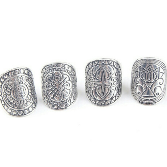 JUST REDUCED Vintage BOHO  Silver toned ring set