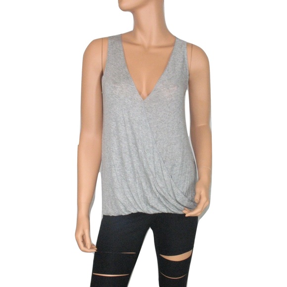 Grey Draped V Neck Top #570-GS sold - Picture 4 of 4