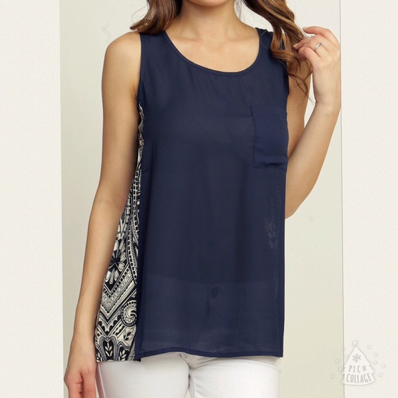 Tops - Last One! Navy Sheer Tank