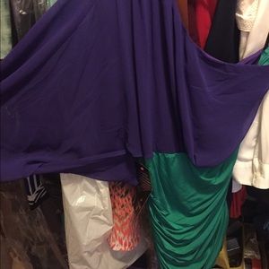 Color block one shoulder sleeve dress