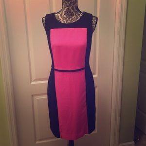 Pink and Black Color Block Banana Republic Dress