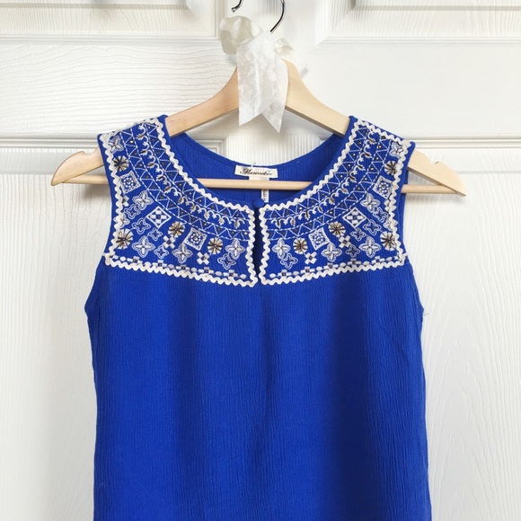 Francesca's Collections Tops - ✨HP✨ Cobalt Embroidered Beaded Crop Top
