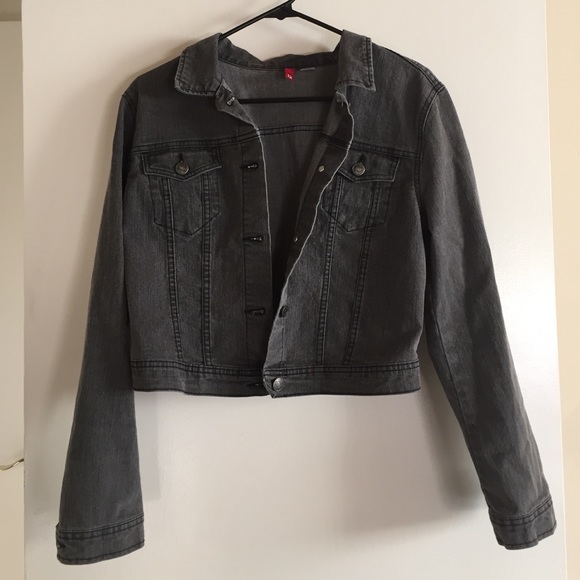 H&M charcoal cropped jean jacket