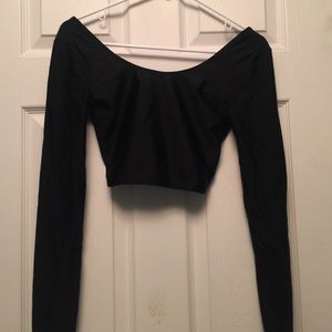 Black Long Sleeve Crop Top