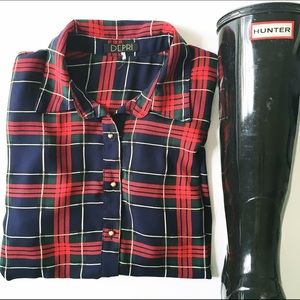 depri | silk plaid button down