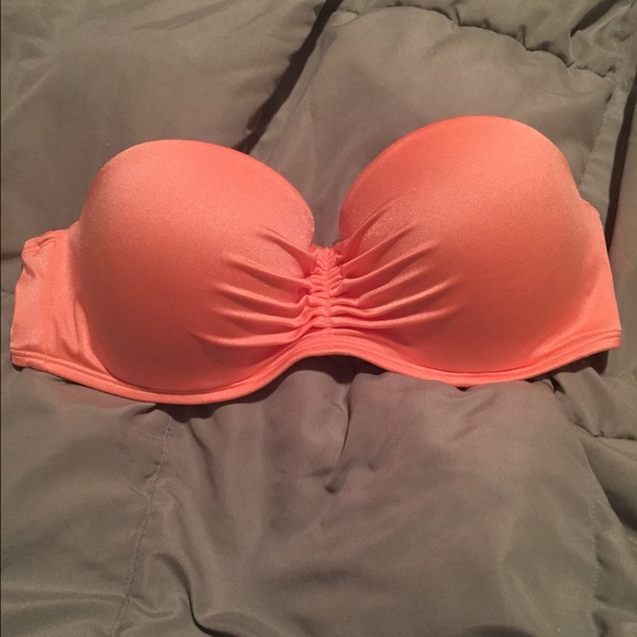 strapless orange VS swimsuit top