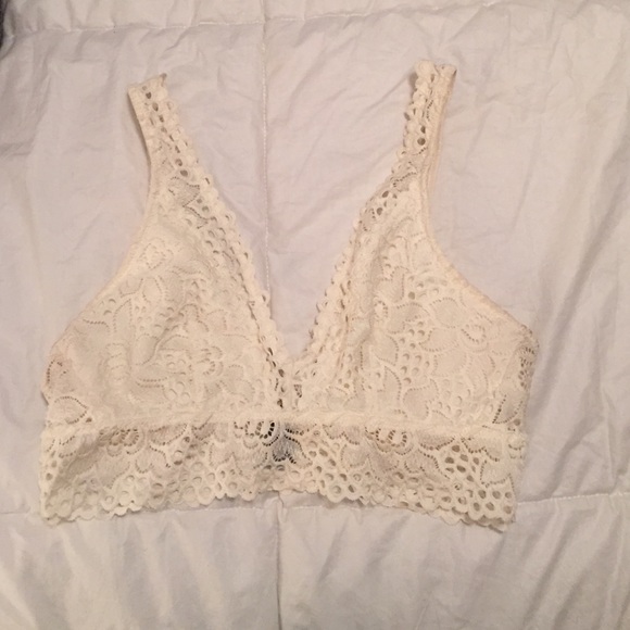 Ivory lace halter bralet from Aerie.