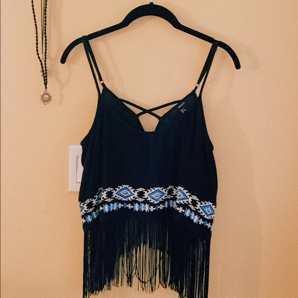 southwestern fringe cropped tank - Never been worn