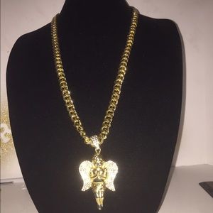Iced out 14k gold plated angel!