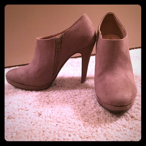 Tan suede booties