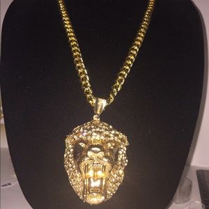 14k gold plated iced out Lion