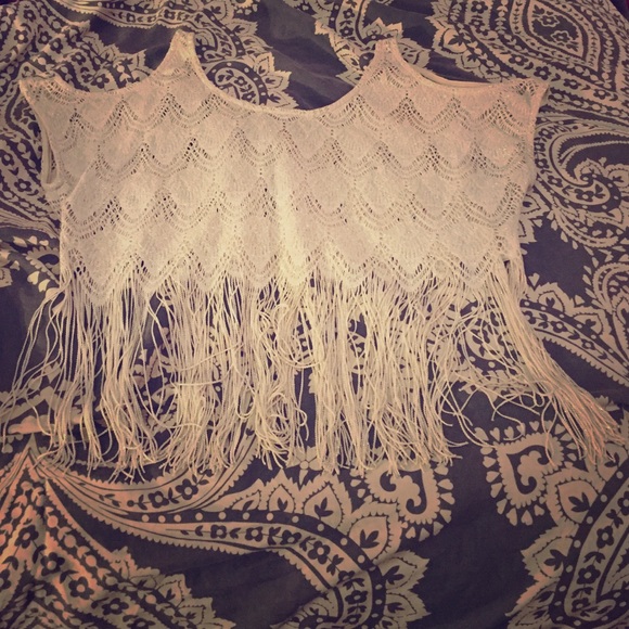 Gold shimmering fringe top