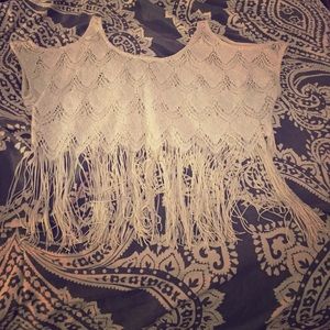 Gold shimmering fringe top