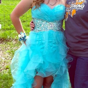 Strapless high low prom dress