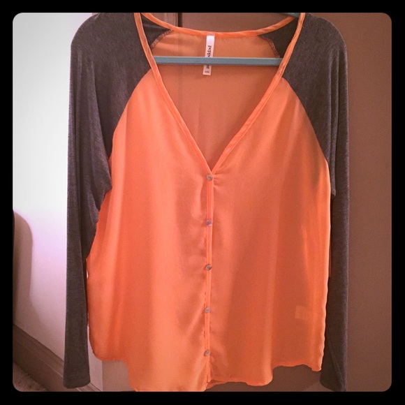 Orange and gray top