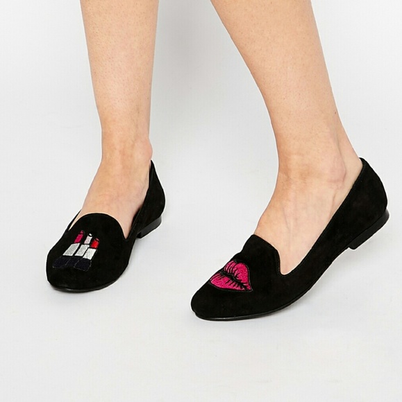 Awesome NWOT ASOS Lip with Lipstick Suede Flats