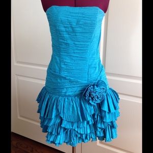 Aqua ruched Jessica McClintock party dress