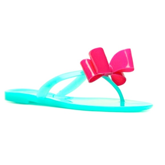 Bamboo Shoes - Bamboo bow jelly flip flops, 8