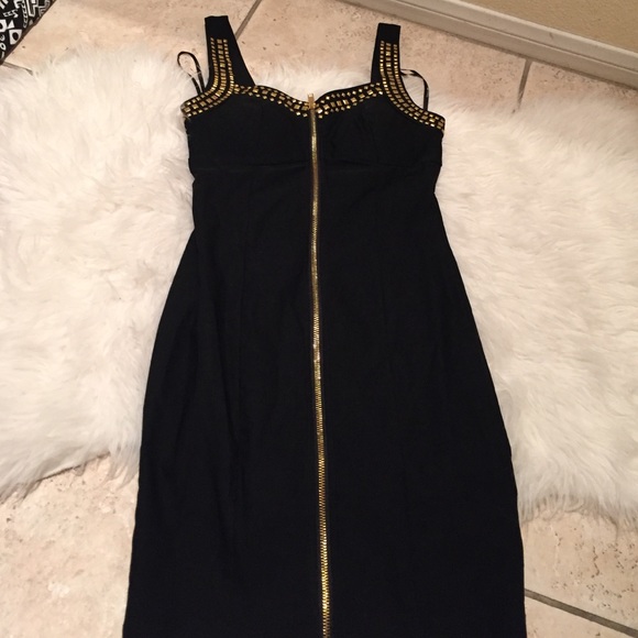Black and gold stud dress