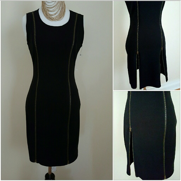 BONGO Dresses & Skirts - NEW black double exposed zippers dress M