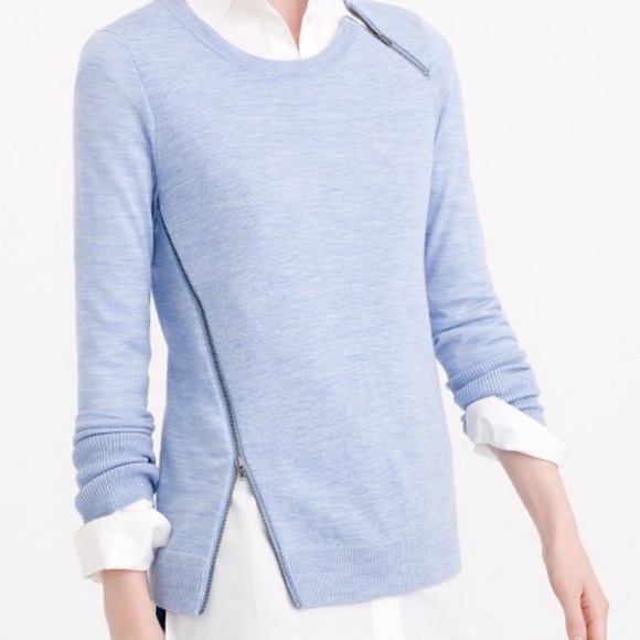 J. Crew Sweaters - J.crew merino asymmetrical sweater zip in GRAY