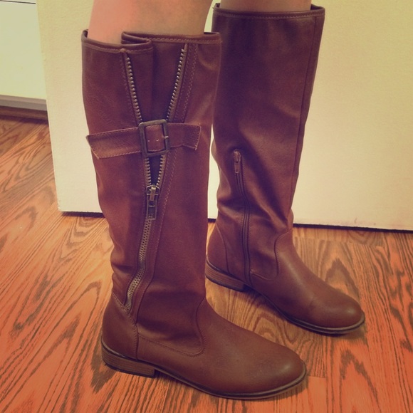 JustFab Riding Boots with Decorative Zipper