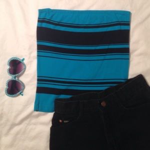 Blue and Black Tube Top