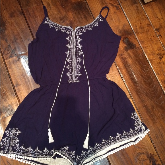 Royal blue and white romper