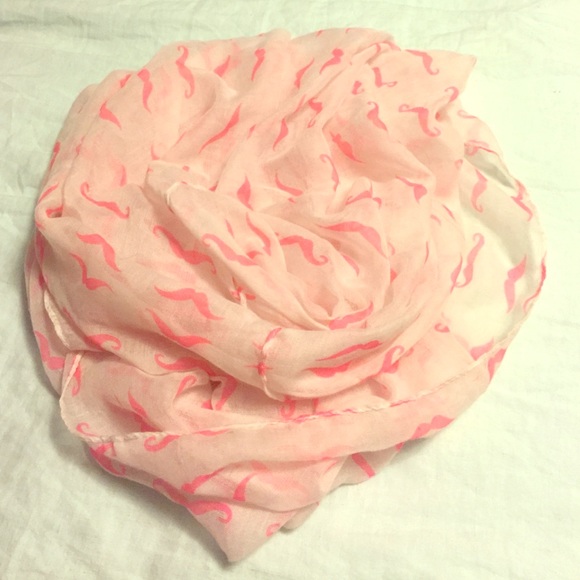Buckle Pink Mustache Print Scarf