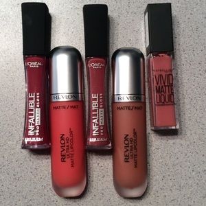 L'Oreal, Revlon, and Maybelline lip products