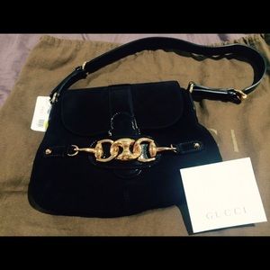 NWT Authentic Gucci Horsebit in Black Suede