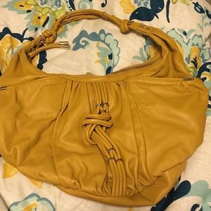 Leather Mustard color Junior Drake shoulder bag