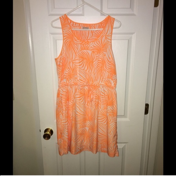 SOLD - Gap Orange & White Leaf Print Dress - Picture 2 of 4