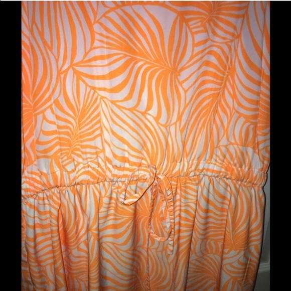 SOLD - Gap Orange & White Leaf Print Dress - Picture 3 of 4