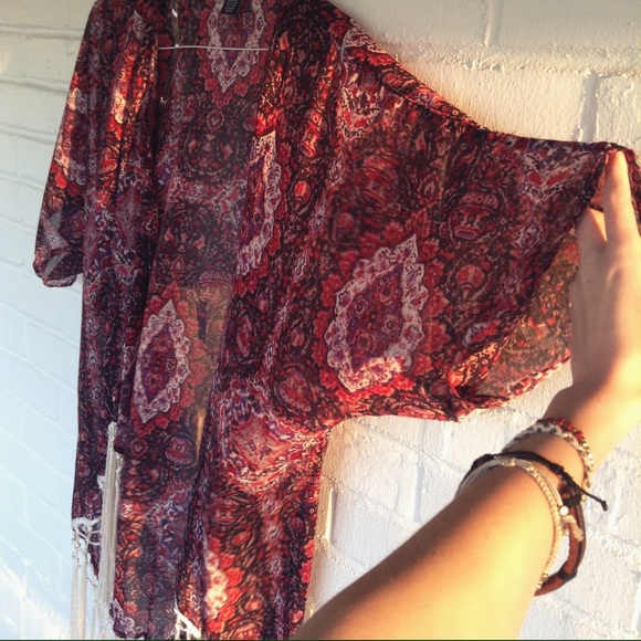 Boho Sheer "Kimono" Open Cardigan