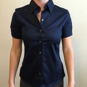 Navy blue short sleeve button down shirt