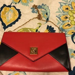 Black and red clutch