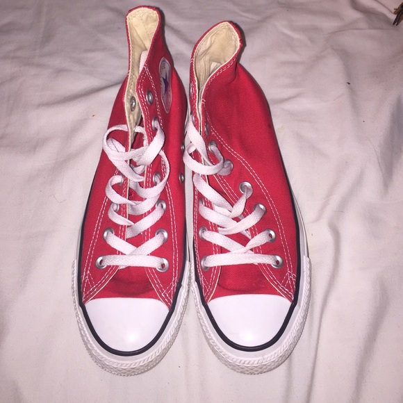 Red high top converse-very good condition