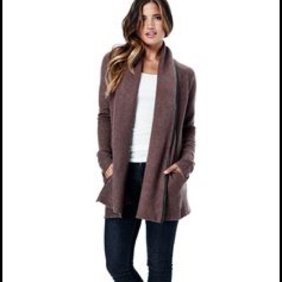Cardigan with leather trim