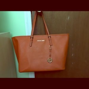 Jet Set Travel Large Saffiano Leather Tote Orange