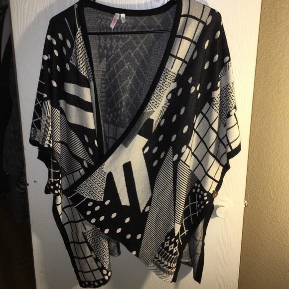 Black & White Poncho Style Sweater