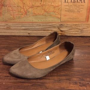 Taupe Suede Studded Flats